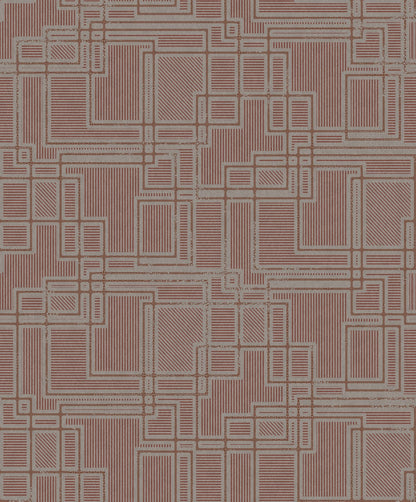 Seabrook Designs Mondrian Bauhaus Cityscape Geometric Art Deco Red Matte  - KTM1718