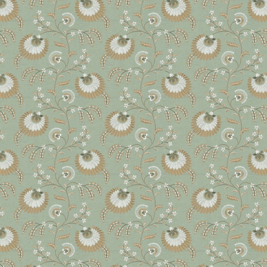 STOUT TEXTILES  MULTIPURPOSE,EMBROIDERIES TRADITIONAL, FLORAL CELADON   - LAVI-3