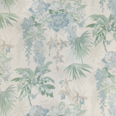 KRAVET COUTURE LINEN BOTANICAL & FLORAL WHITE,MINERAL,TEAL   - LA SELVA.135.0