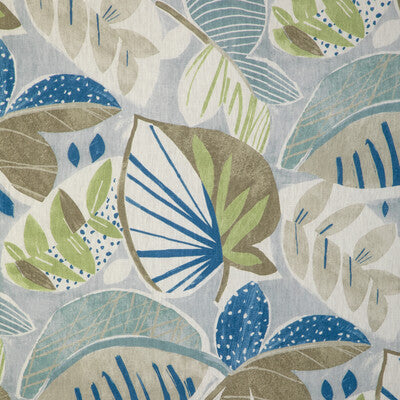 KRAVET BASICS PRINT TROPICAL WHITE,TAUPE,TEAL   - LEAF-A-LOT.135.0