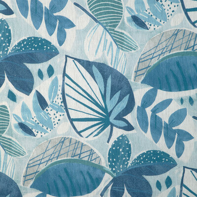 KRAVET BASICS PRINT TROPICAL WHITE,GREY,BLUE   - LEAF-A-LOT.5.0