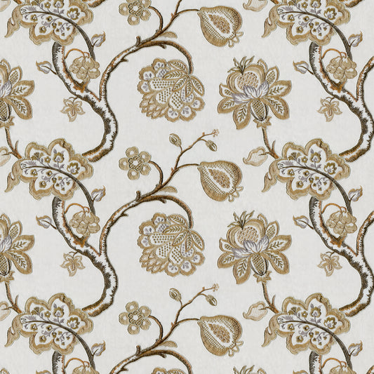 JF Fabrics LEAP 14 Fabric Traditional,Transitional,Contemporary,Floral Brown,Yellow/Gold  Embroidery,Texture,Linen Texture - 6473614 J8001