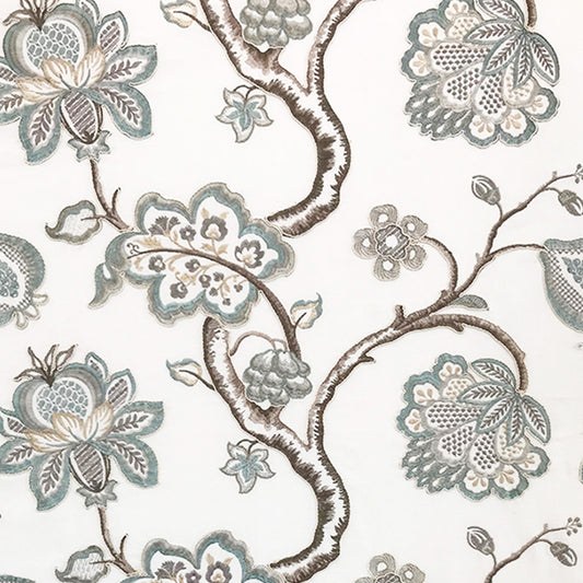 JF Fabrics LEAP 63 Fabric Traditional,Transitional,Contemporary,Floral Blue  Embroidery,Texture,Linen Texture - 6473663 J8001