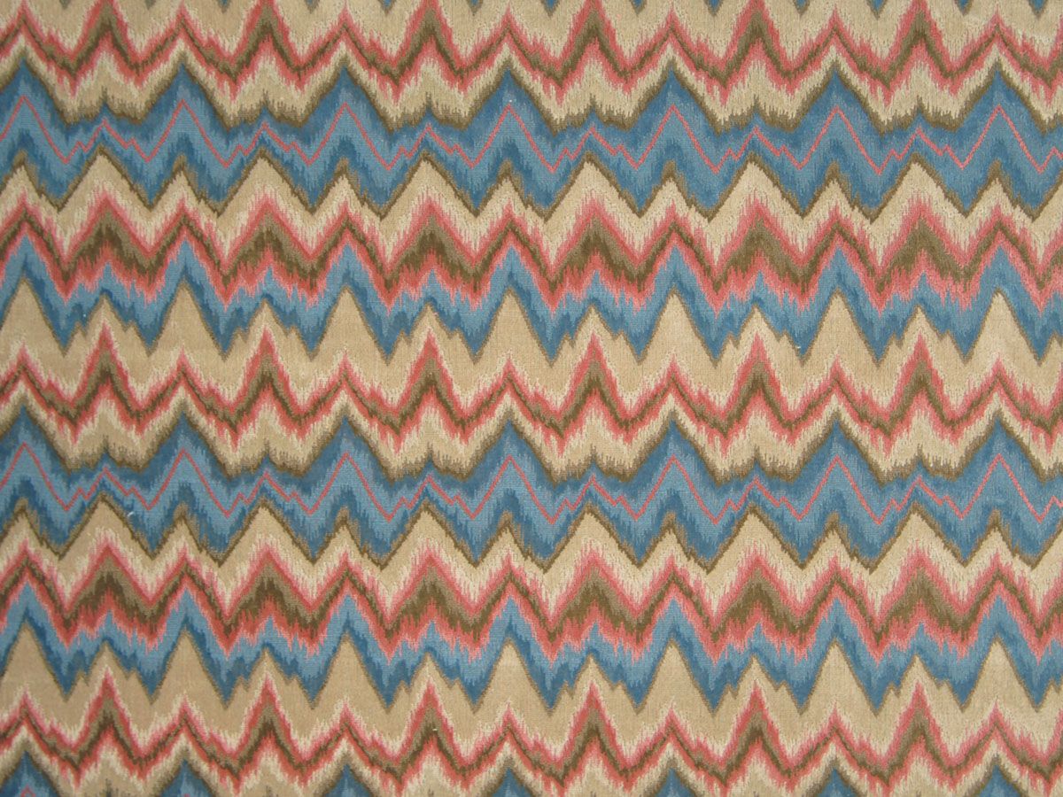 SCALAMANDRE OUTLET  FABRIC BOURGOGNE FLAMESTITCH II  FABRIC BLUE, BEIGE   - LE 00015131