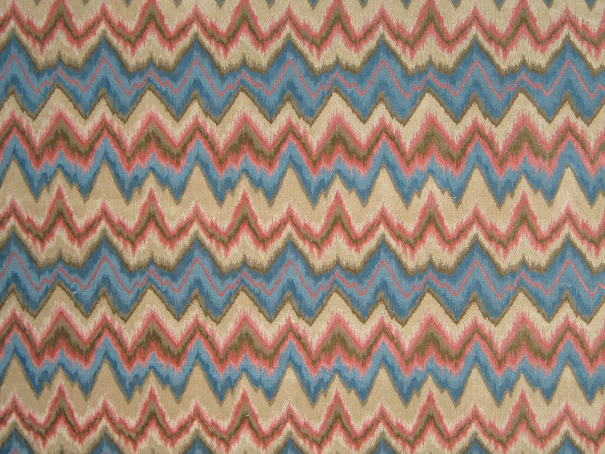 SCALAMANDRE OUTLET  FABRIC BOURGOGNE FLAMESTITCH II  FABRIC BLUE, BEIGE   - LE 00015131 NEW SKU # LE51310001