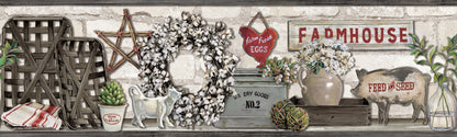 York Wallcoverings York Wallcoverings Farmhouse Shelf Black Border  Animals Blacks   - LG1300BD