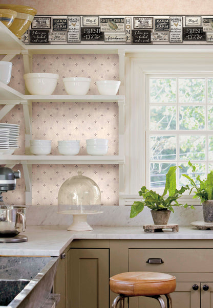 York Wallcoverings York Wallcoverings Farm to Table Black Border  Country and Lodge Blacks   - LG1360BD