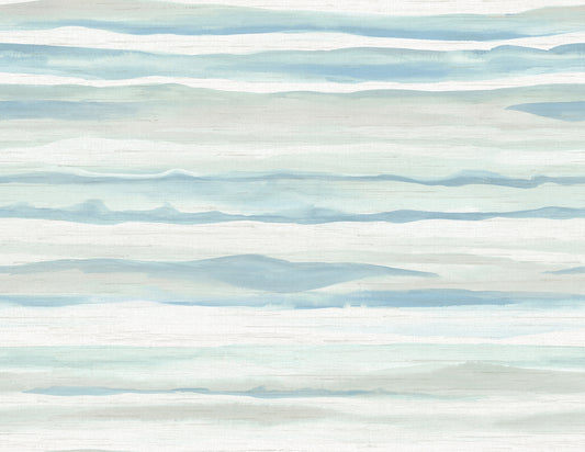 Seabrook Designs  Kentmere Waves Watercolor Contemporary Sky Blue , Off-White   - LG90202