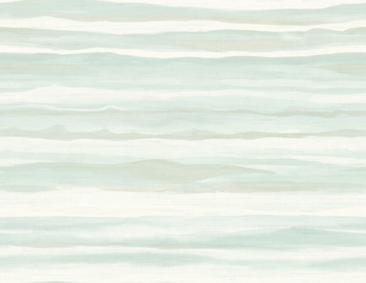 Seabrook Designs  Kentmere Waves Watercolor Contemporary Teal , Off-White   - LG90206