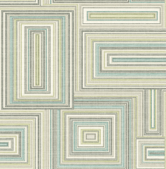 Seabrook Designs  Attersee Squares Geometric Transitional Turquoise, Mint, , Tan   - LG90504