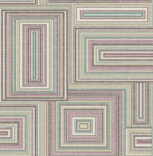 Seabrook Designs  Attersee Squares Geometric Transitional Purple Haze, Charcoal, , Baby Blue   - LG90509