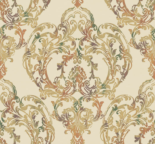 Seabrook Designs  Roxen Damask Damask Traditional Amber, Gold, , Pine   - LG90701