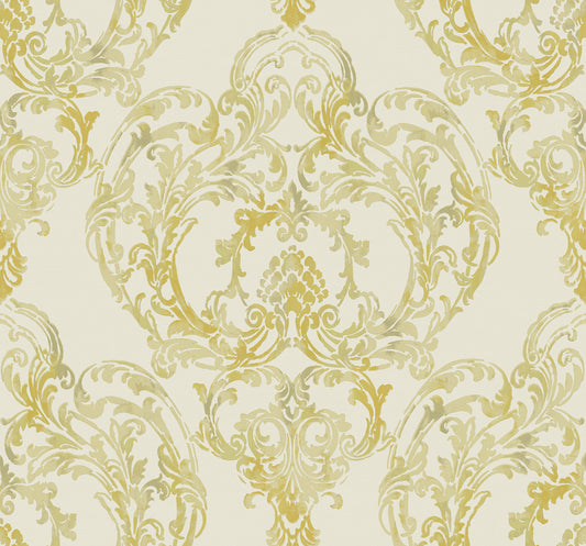 Seabrook Designs  Roxen Damask Damask Traditional Off-White , Gold   - LG90703