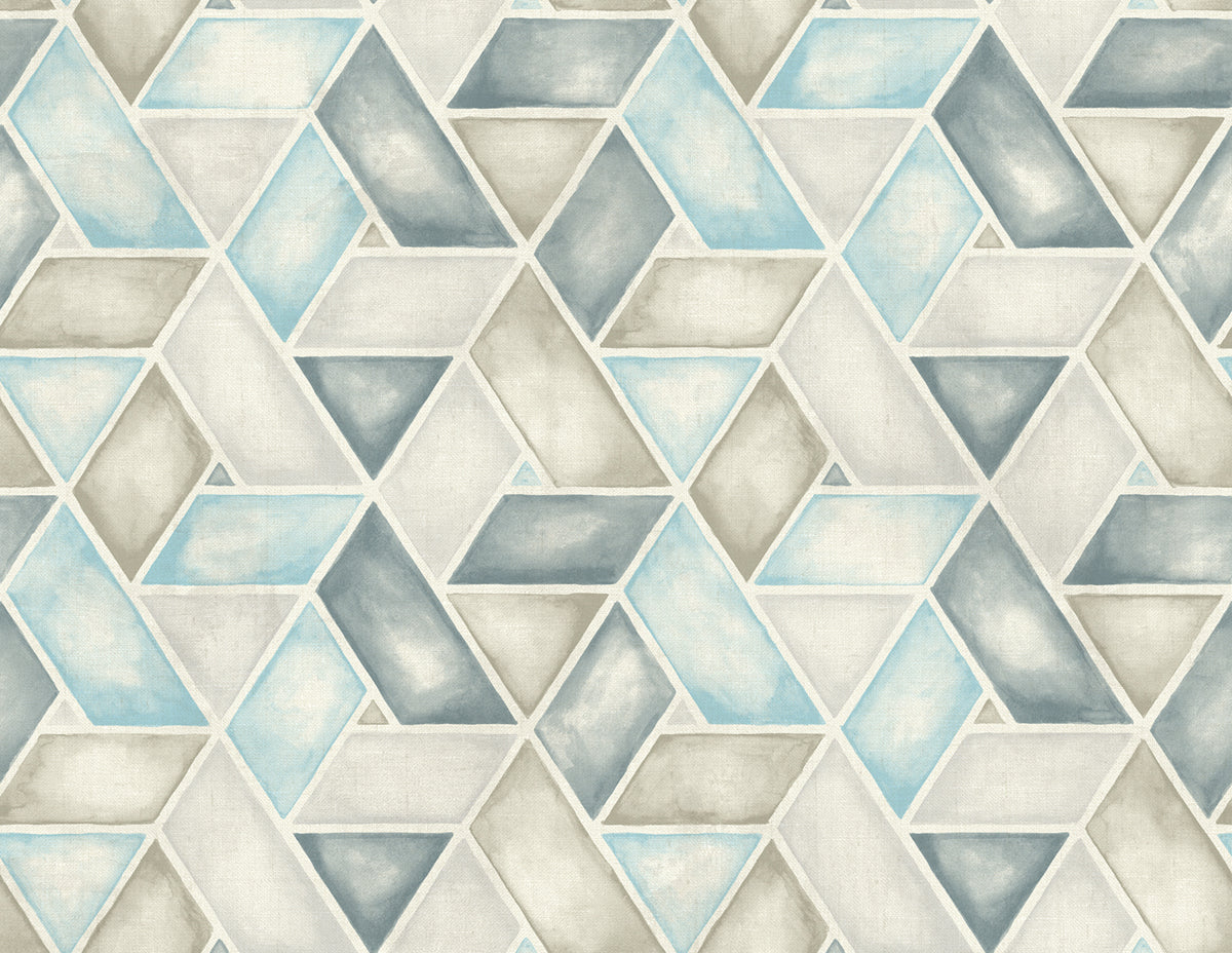 Seabrook Designs  Kentmere Geo Geometric Contemporary Baby Blue, Pewter, , Gray   - LG91302