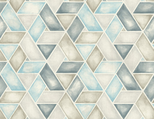 Seabrook Designs  Kentmere Geo Geometric Contemporary Baby Blue, Pewter, , Gray   - LG91302