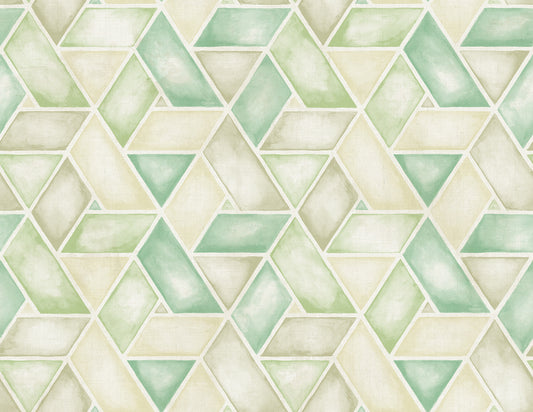 Seabrook Designs  Kentmere Geo Geometric Contemporary Mint, Spruce, , Off-White   - LG91304