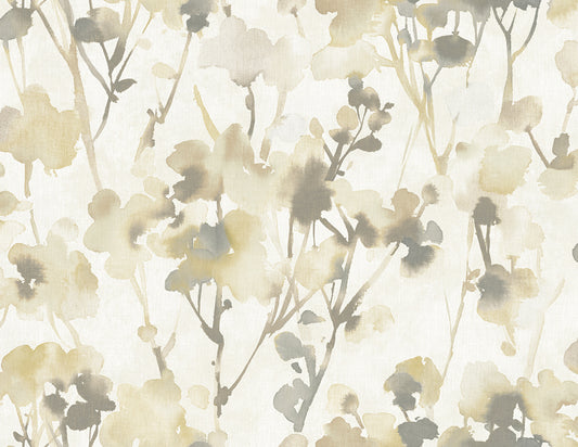 Seabrook Designs  Faravel Floral Contemporary Gold, Off-White, , Greige   - LG91405
