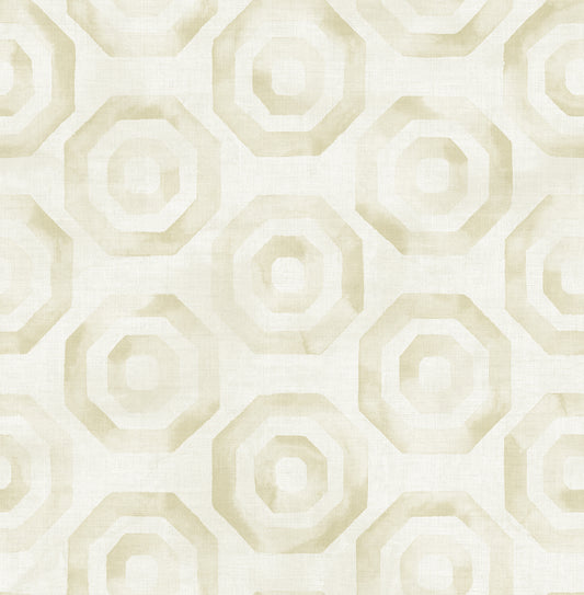Seabrook Designs  Faravel Geo Geometric Contemporary Gold , Off-White   - LG91505