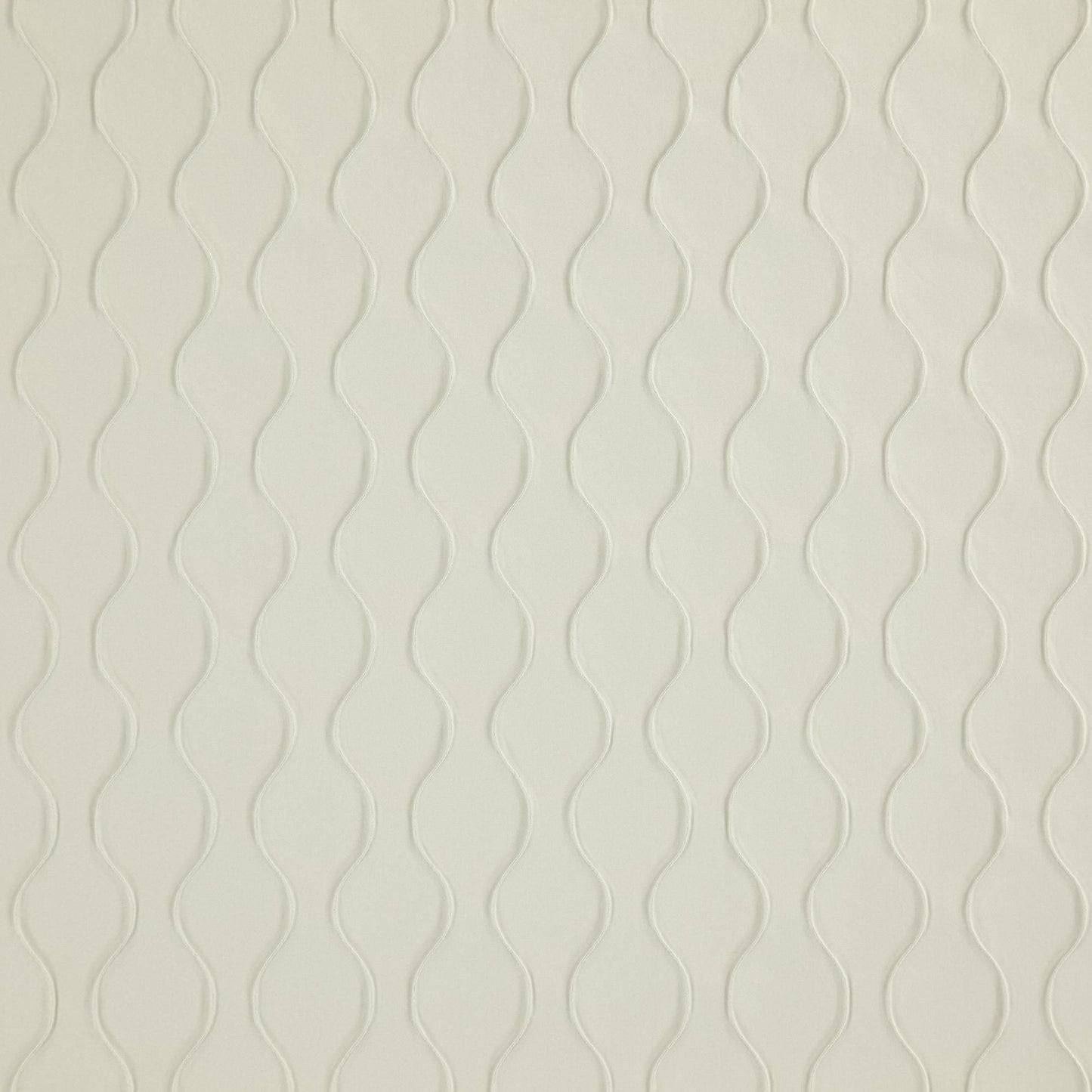 Cream embossed jacquard fabric with a vertical wavy hourglass pattern.