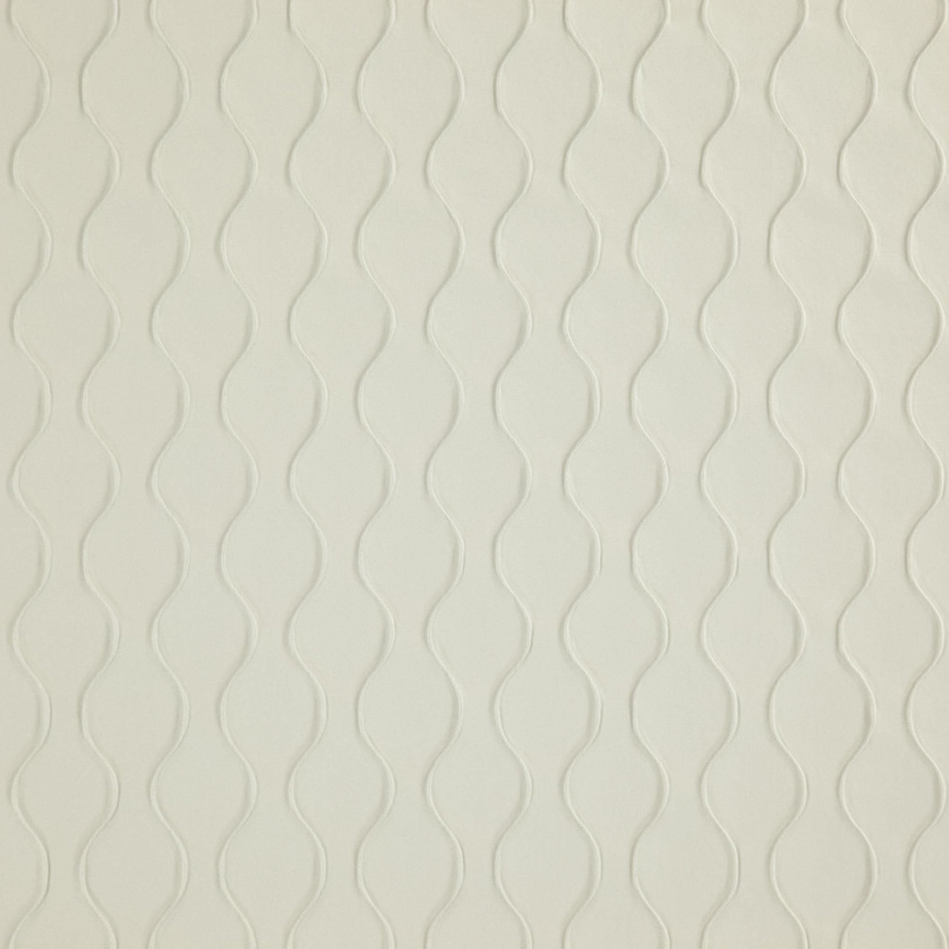 Cream embossed jacquard fabric with a vertical wavy hourglass pattern.