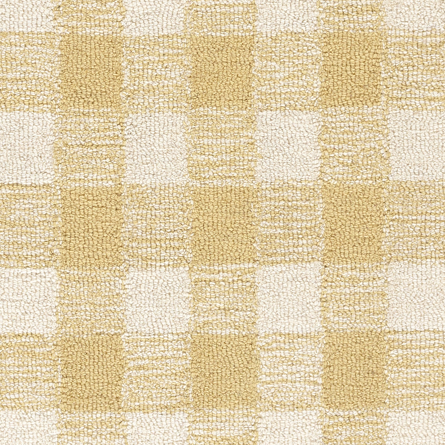 Creamy beige and light tan checkered woven rug runner with a soft looped texture.
