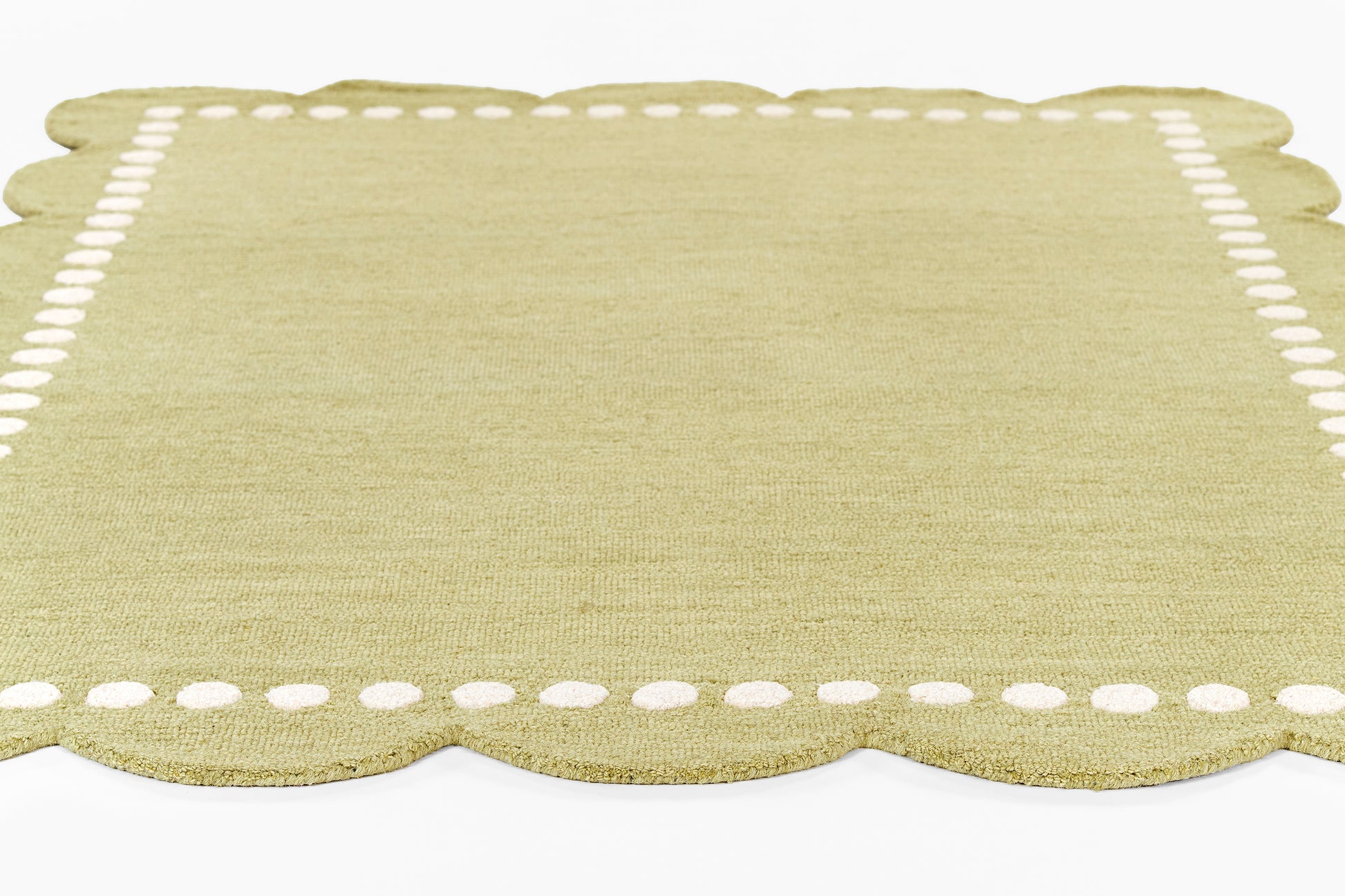 Olive-green woven rug.