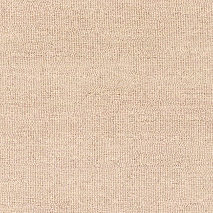 Beige woven rug close-up with subtle texture and linen-like fibers.