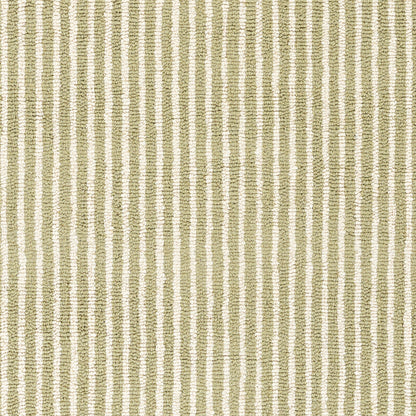 Olive & cream striped woven rug with narrow vertical ridges and a textured surface.