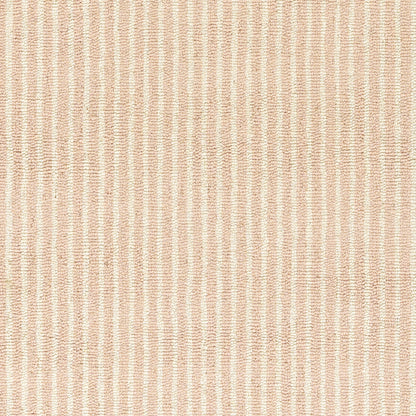 Beige and pale pink striped rug with a ribbed woven texture, 2' x 3'.