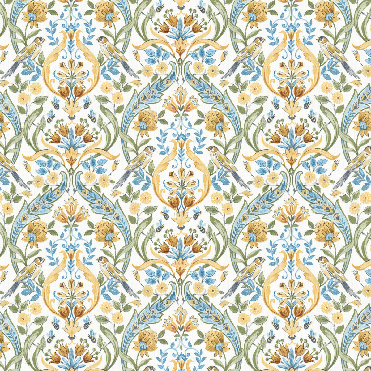 STOUT TEXTILES  MULTIPURPOSE,PRINT TRANSITIONAL,, FLORAL BLUEBIRD,FRENCHBLUE   - LIMO-1