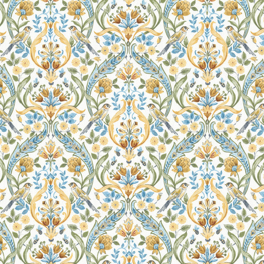 STOUT TEXTILES  MULTIPURPOSE,PRINT TRANSITIONAL,, FLORAL BLUEBIRD,FRENCHBLUE   - LIMO-1