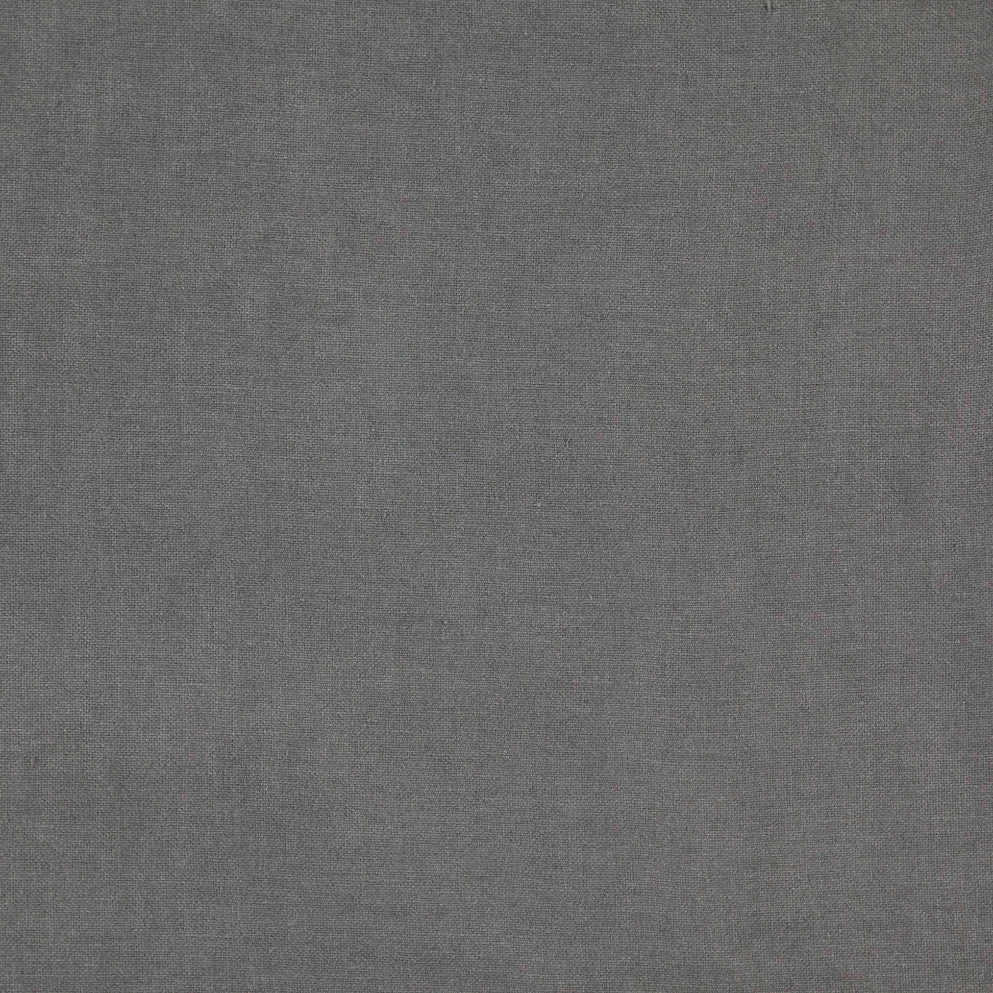 Grey linen-textured fabric close-up with woven fibers, suitable for upholstery or crafts.