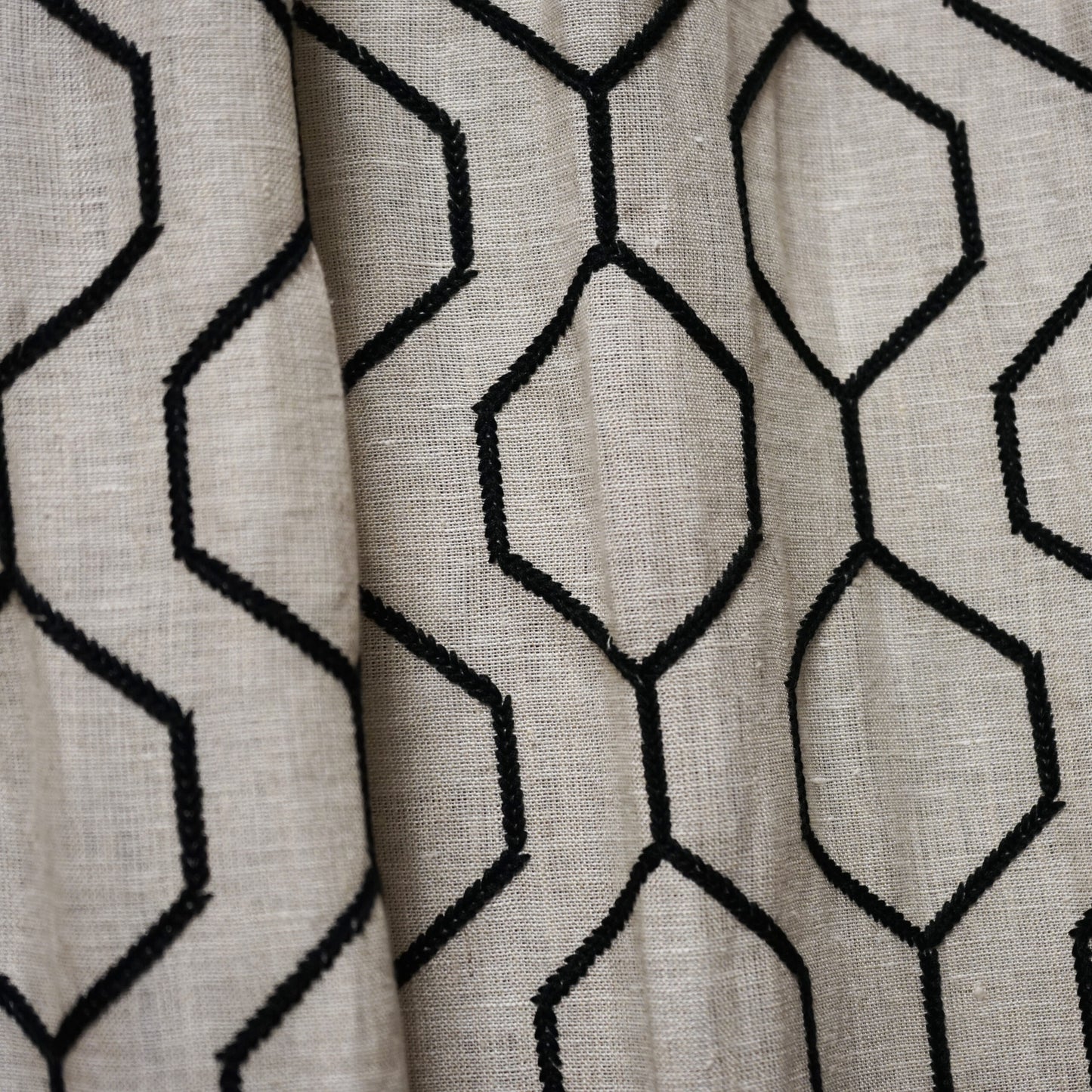 JF Fabrics JF Studio LINKED 98 Fabric Contemporary,Geometric Black,Creme,Beige,Taupe  Embroidery,Linen,Texture - 5085098 SJ101