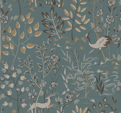 York Wallcoverings Lemieux et Cie Signature Aspen Teal and Brown Wallpaper   Browns   - LL4786