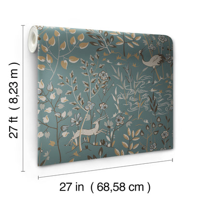 York Wallcoverings Lemieux et Cie Signature Aspen Teal and Brown Wallpaper   Browns   - LL4786