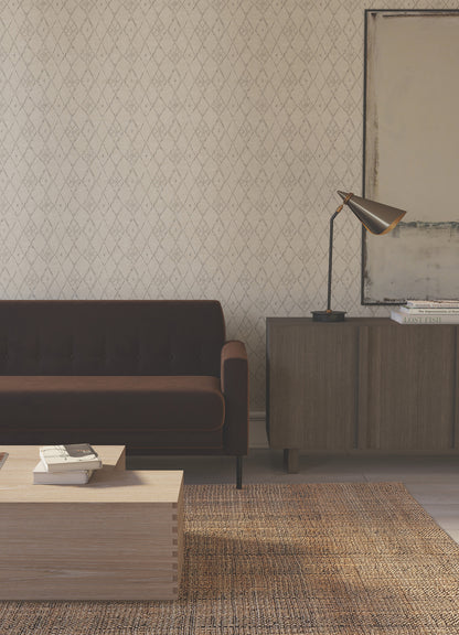 York Wallcoverings Lemieux et Cie Signature Souk Diamonds Taupe Wallpaper Kitchen and Bath Geometrics Blacks   - LM5311