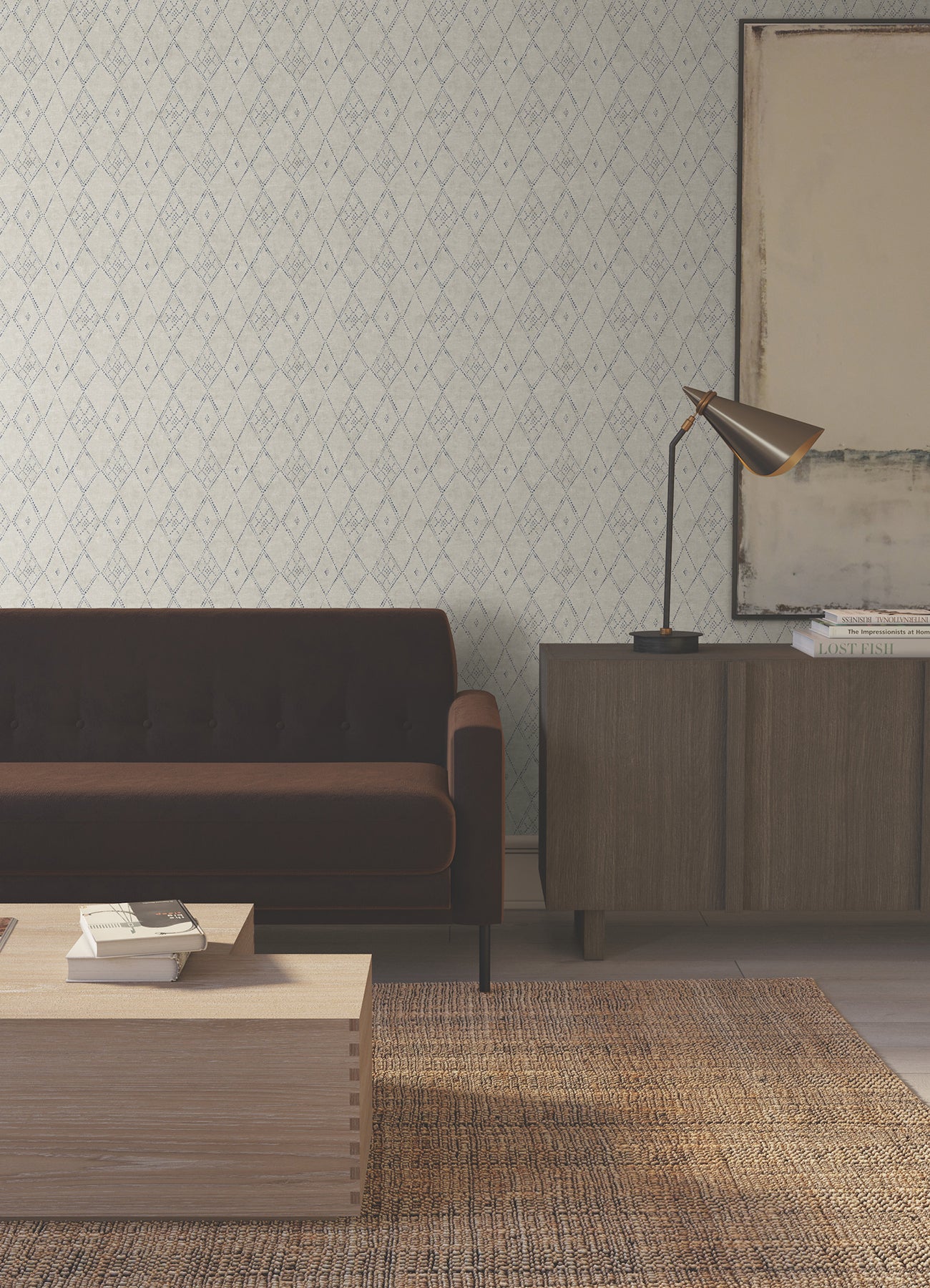 York Wallcoverings Lemieux et Cie Signature Souk Diamonds Sage Wallpaper Kitchen and Bath Geometrics Greens   - LM5313