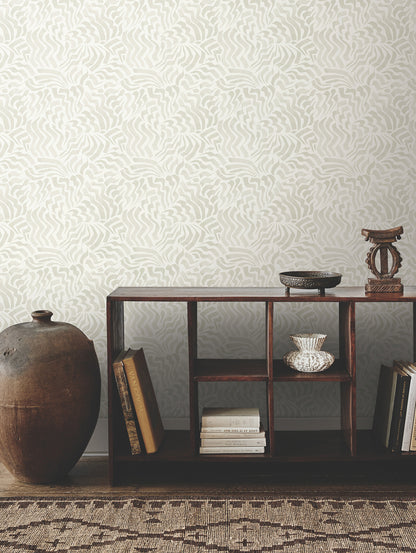 York Wallcoverings Lemieux et Cie Signature Zora Wave Light Grey Wallpaper Eclectic Weaves Greys   - LM5321