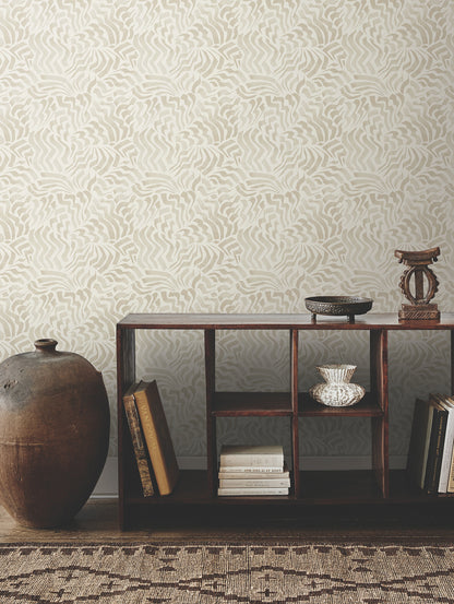 York Wallcoverings Lemieux et Cie Signature Zora Wave Taupe Wallpaper Eclectic Weaves Beiges   - LM5322