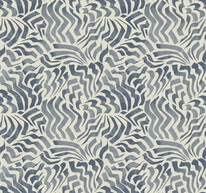 York Wallcoverings Lemieux et Cie Signature Zora Wave Denim Wallpaper Eclectic Weaves Blues   - LM5323
