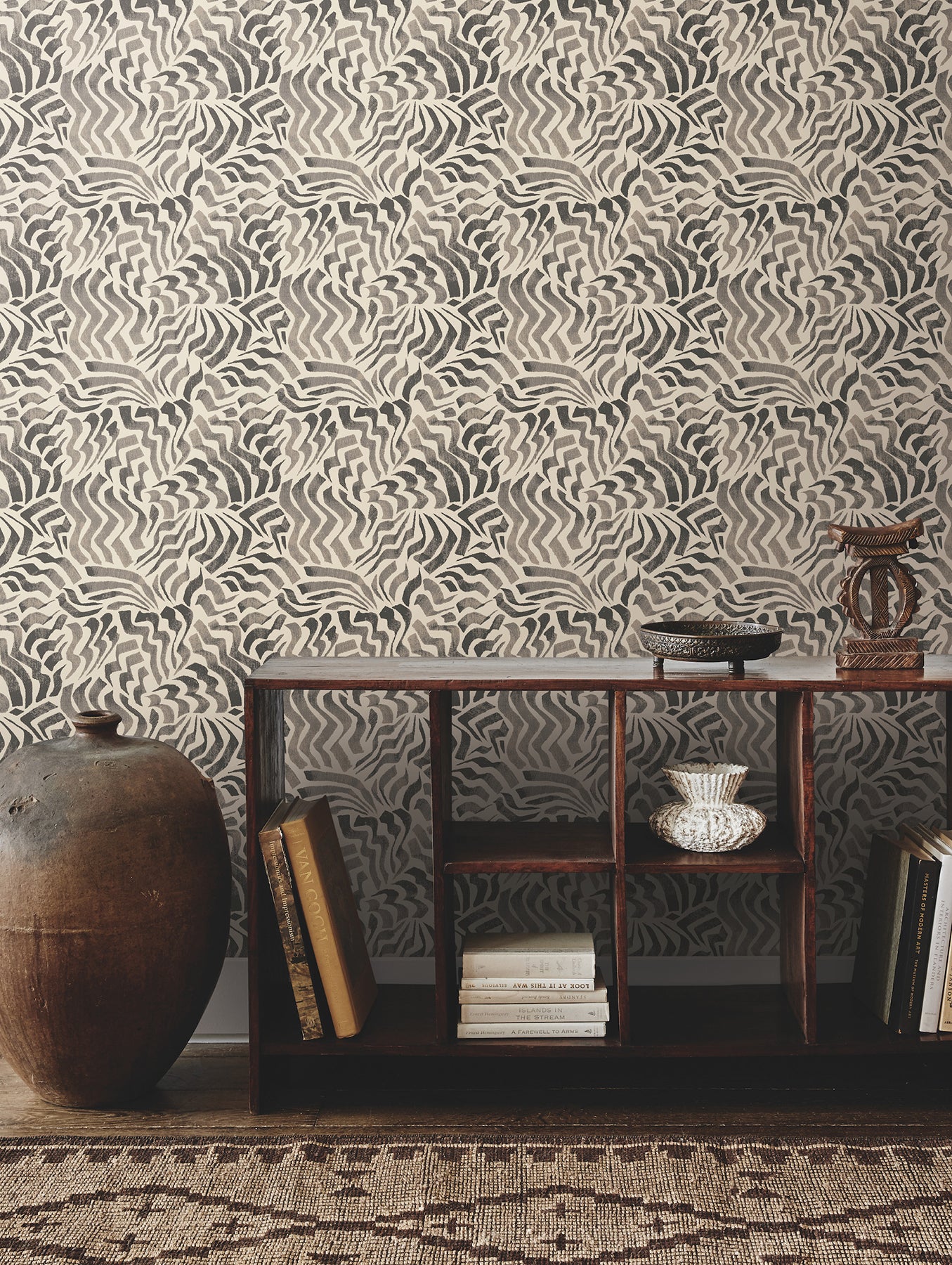 York Wallcoverings Lemieux et Cie Signature Zora Wave Charcoal Wallpaper Eclectic Weaves Blacks   - LM5324