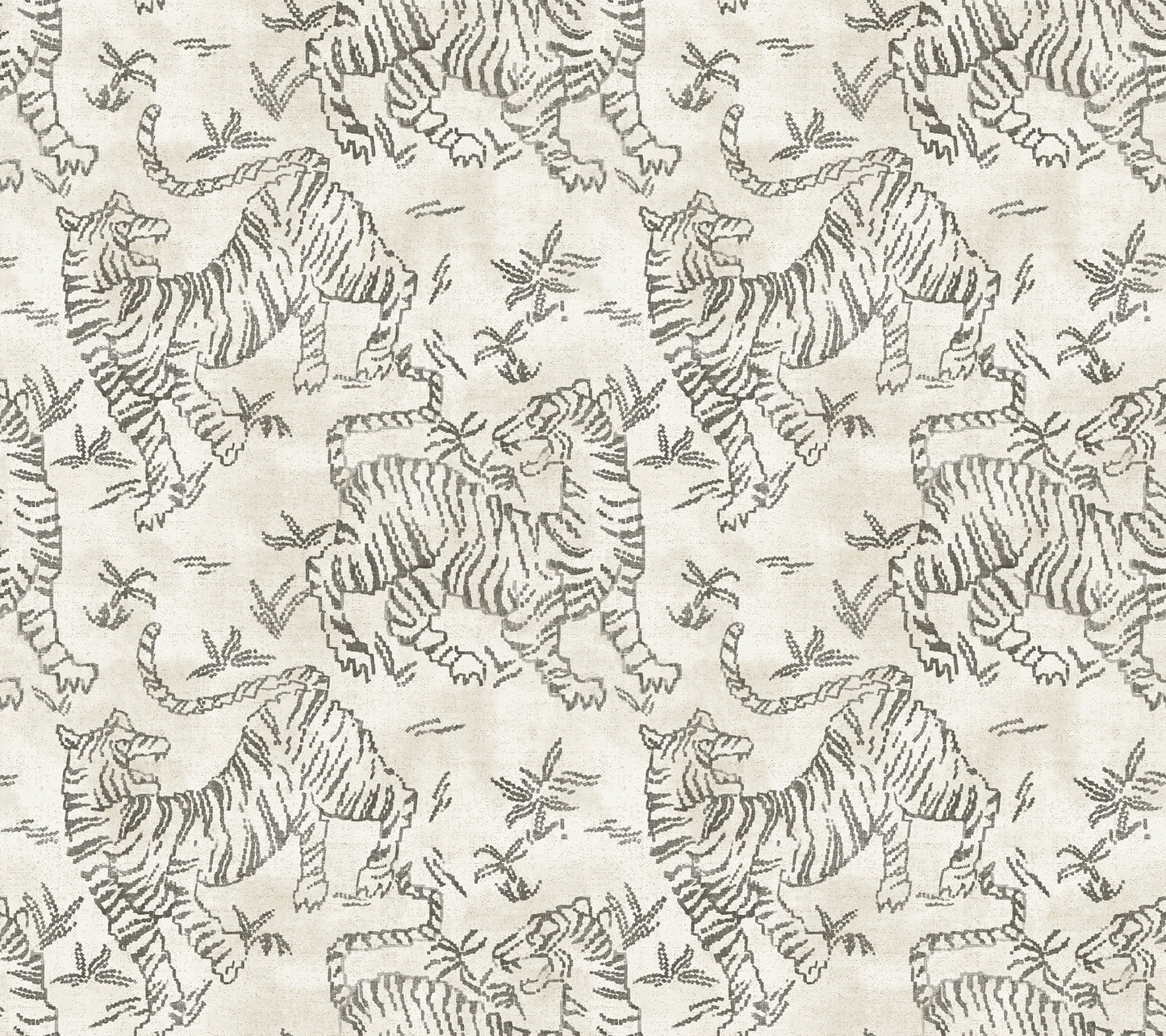 York Wallcoverings Lemieux et Cie Signature Orly Tigers White Wallpaper Vintage Animals and Insects Whites and Off-Whites   - LM5331