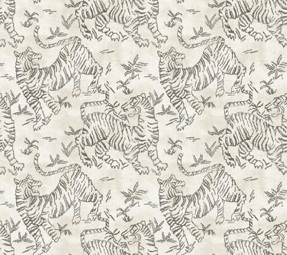 York Wallcoverings Lemieux et Cie Signature Orly Tigers White Wallpaper Vintage Animals and Insects Whites and Off-Whites   - LM5331