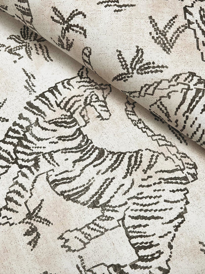 York Wallcoverings Lemieux et Cie Signature Orly Tigers White Wallpaper Vintage Animals and Insects Whites and Off-Whites   - LM5331