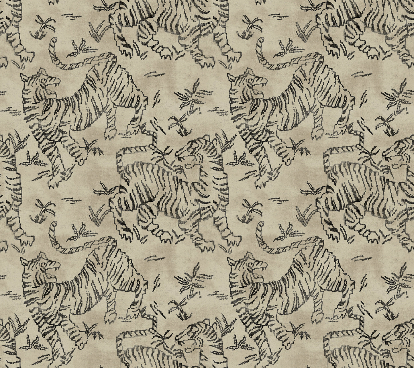 York Wallcoverings Lemieux et Cie Signature Orly Tigers Taupe Wallpaper Vintage Animals and Insects Beiges   - LM5332