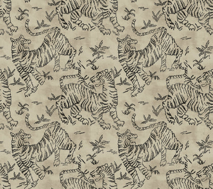 York Wallcoverings Lemieux et Cie Signature Orly Tigers Taupe Wallpaper Vintage Animals and Insects Beiges   - LM5332