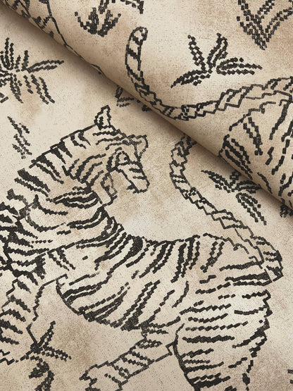 York Wallcoverings Lemieux et Cie Signature Orly Tigers Taupe Wallpaper Vintage Animals and Insects Beiges   - LM5332