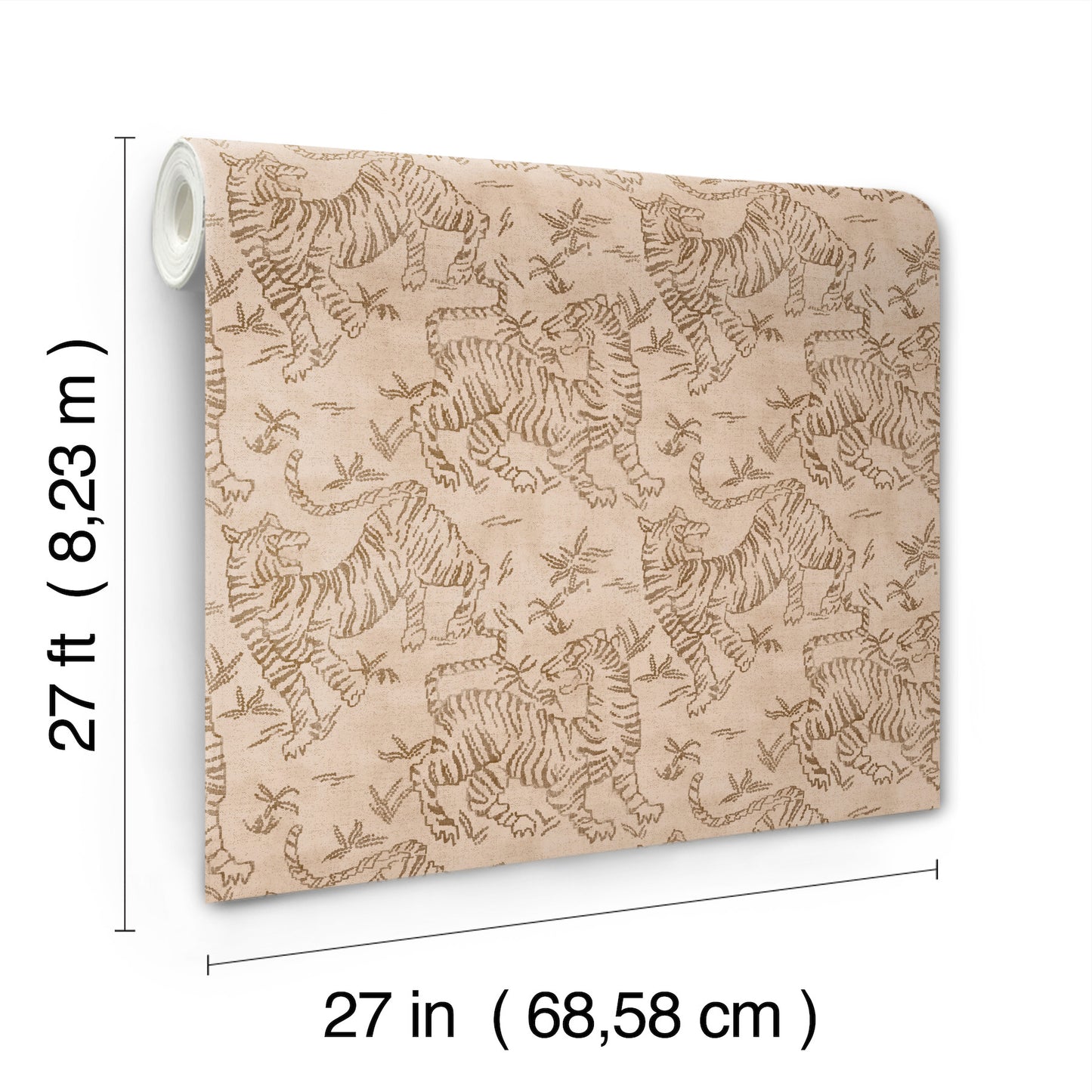 York Wallcoverings Lemieux et Cie Signature Orly Tigers Blush Wallpaper Vintage Animals and Insects Pinks   - LM5334