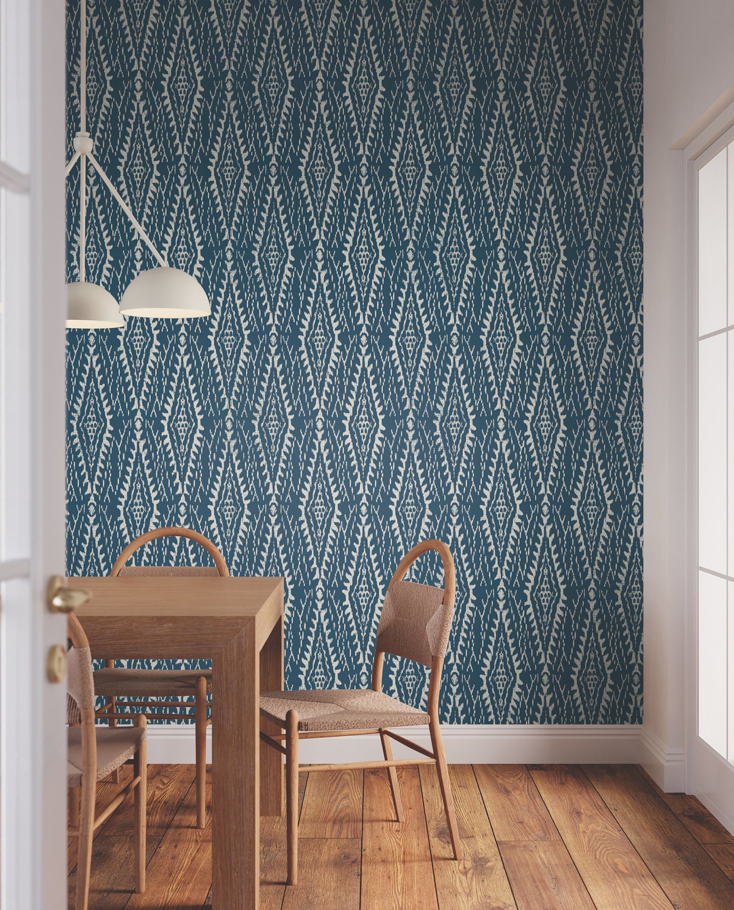York Wallcoverings Lemieux et Cie Signature Rousseau Paperweave Indigo Wallpaper Bohemian Geometrics Blues   - LM5344