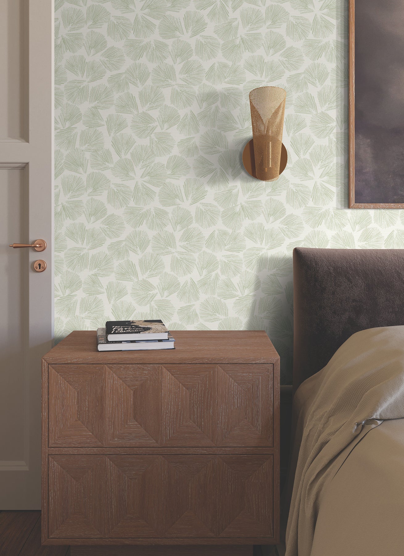 York Wallcoverings Lemieux et Cie Signature Elora Leaf Green Wallpaper Traditional Botanical Greens   - LM5352